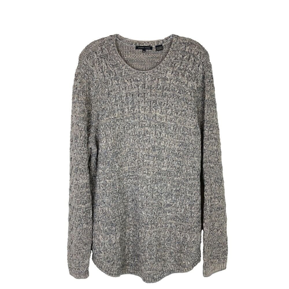 Jeanne Pierre Women's Sweater Size XXL Pullover Long Sleeve Cotton Brown Gray